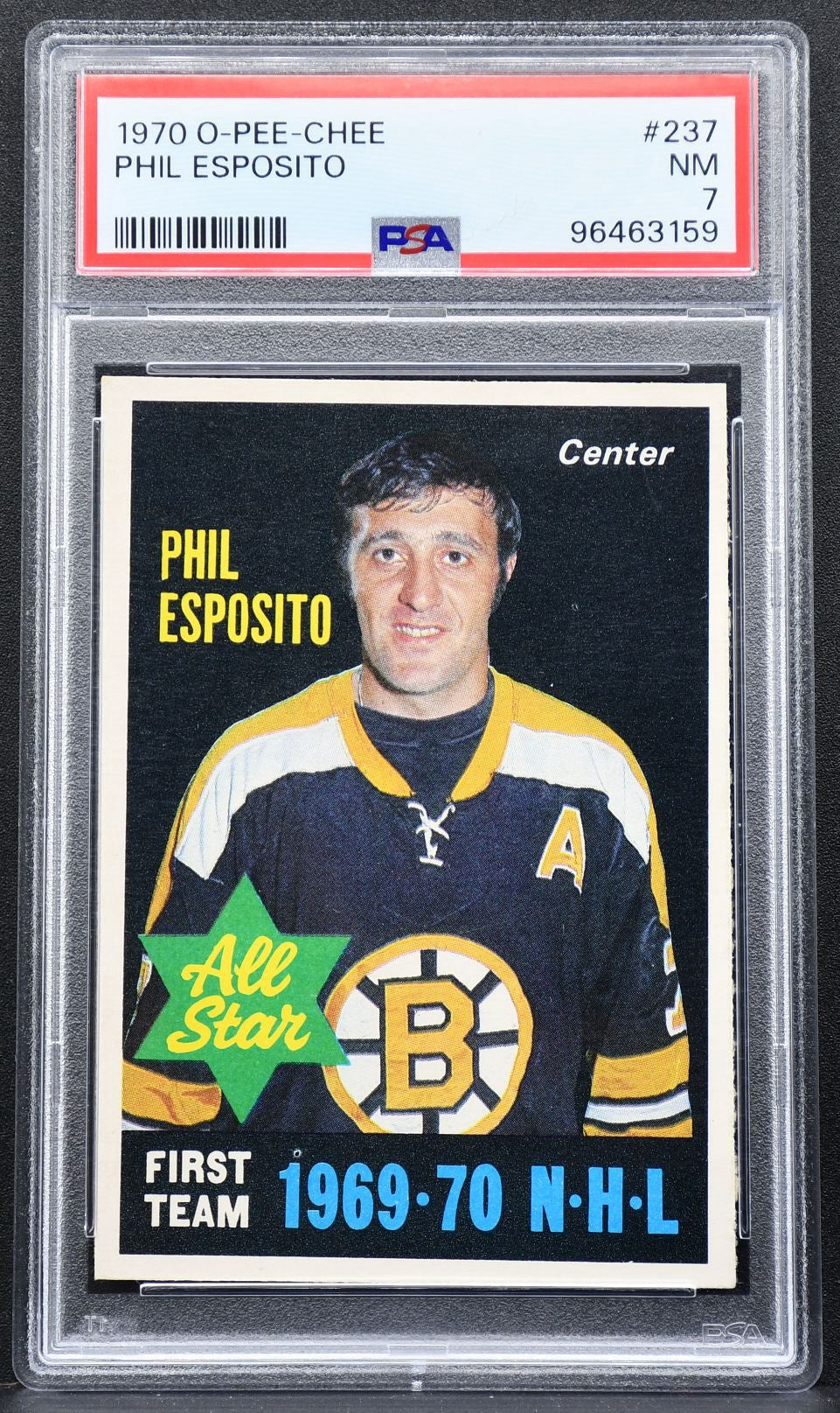 1970-71 O-Pee-Chee First Team All Star Phil Esposito 237 Boston Bruins 2347