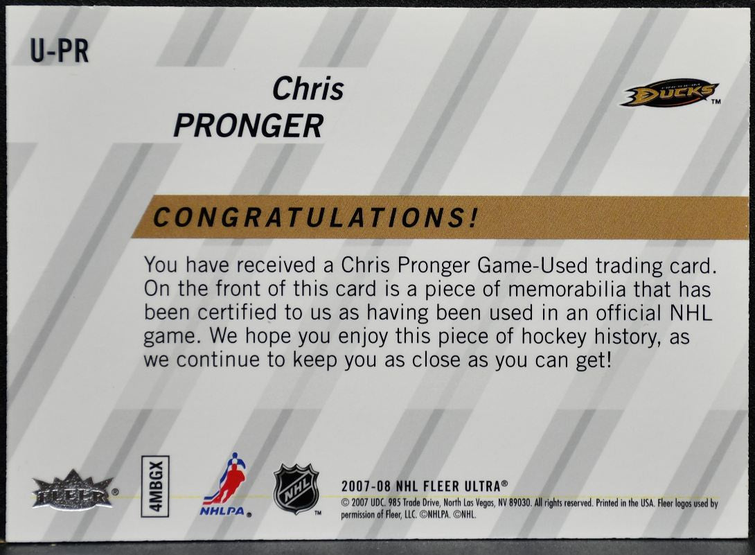 2007-08 Fleer Ultra Uniformity Jersey Chris Pronger U-PR Jersey 8298