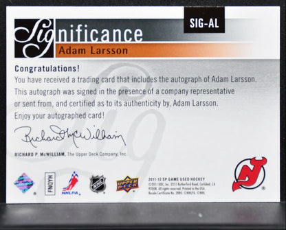 2011-12 SP Game Used SIGnificance Adam Larsson SIG-AL Devils Auto 02/50 3698