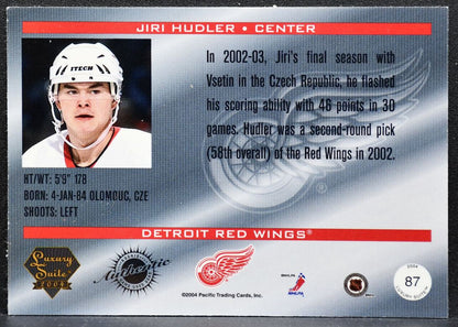 2003-04 Pacific Luxury Suite Rookie Jiri Hudler Red Wings RC Auto 100/299 8290