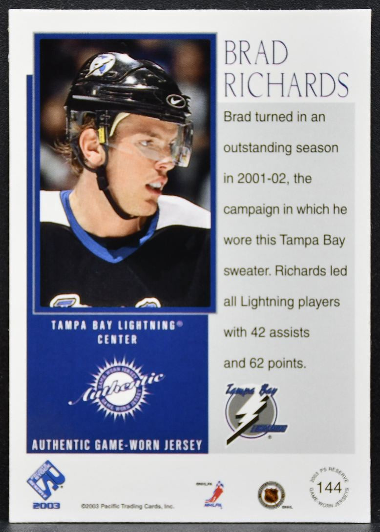 2002-03 Pacific Private Stock Reserve Brad Richards Lightning /1475 Jersey 2960