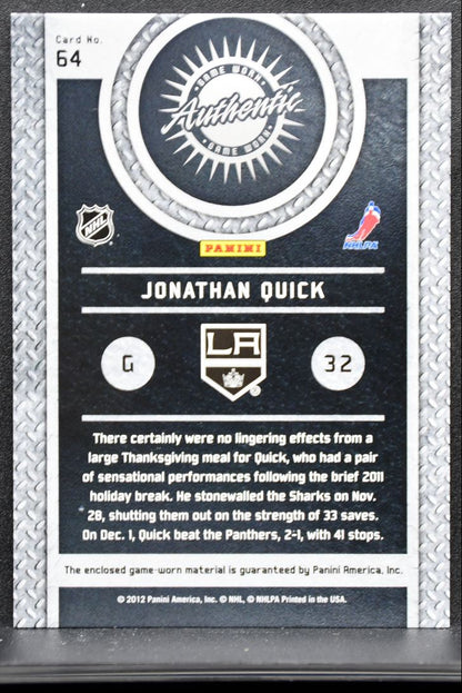2011-12 Panini Titanium Game-Worn Gear Jonathan Quick 64 Jersey 4504