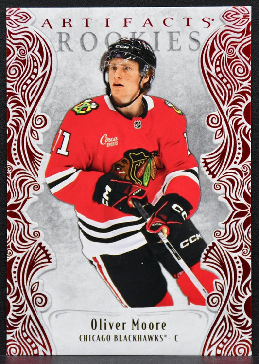 2025-26 UD Artifacts RCs Ruby Red Oliver Moore 183 Chicago Blackhawks RC 100/599 2272