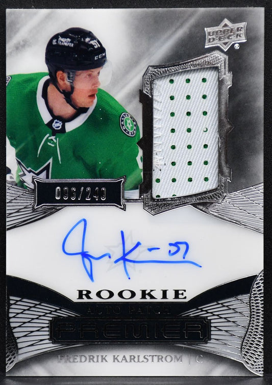 2022-23 UD Premier Acetate Rookie Auto Patch Fredrik Karlstrom AR-FK RC Auto 249