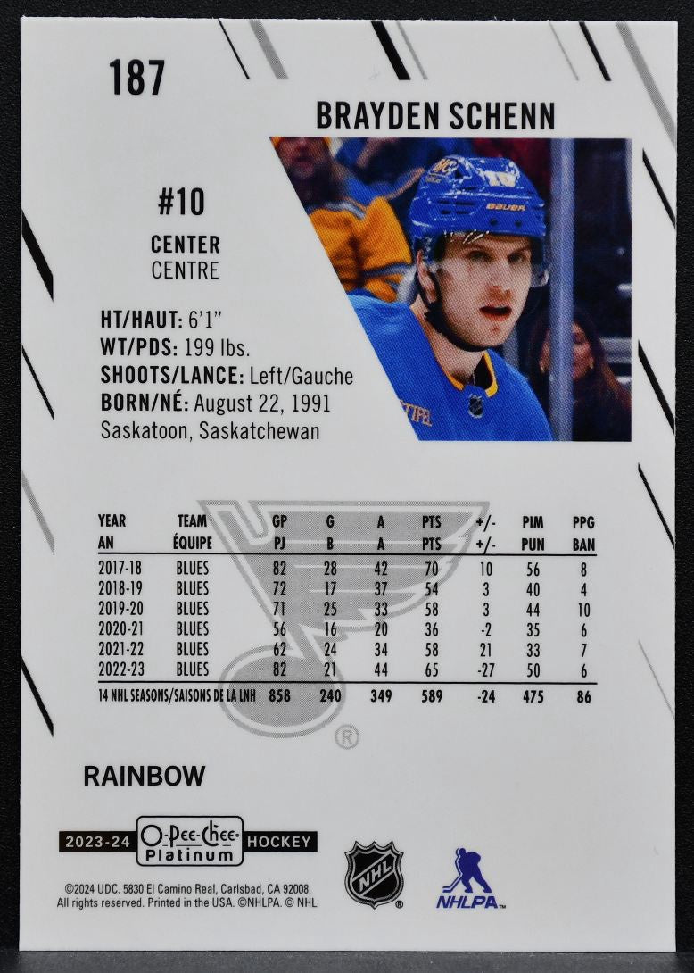 2023-24 O-Pee-Chee Platinum Rainbow Brayden Schenn 187 St. Louis Blues 2898
