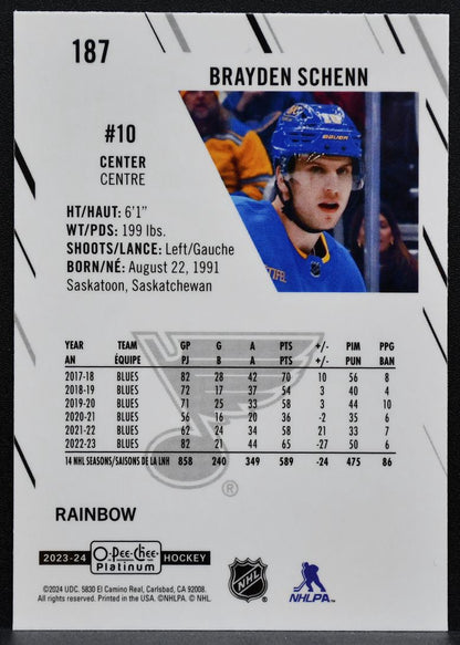 2023-24 O-Pee-Chee Platinum Rainbow Brayden Schenn 187 St. Louis Blues 2898