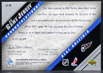 2005-06 Upper Deck Series 2 UD Game Jerseys Olaf Kolzig Capitals Jersey 8826