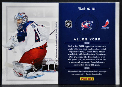 2011-12 Panini Rookie Treasures Signatures Allen York 151 RC Auto Jersey 0978