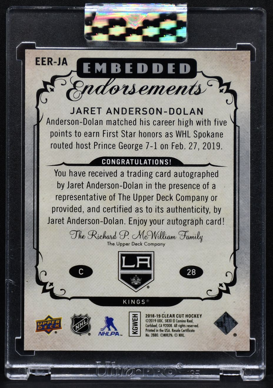 2018-19 UD Clear Cut Embedded Endorsements Rookies Jaret Anderson-Dolan Auto 99