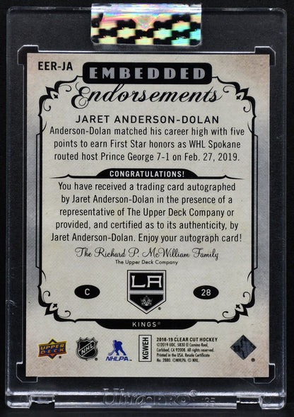 2018-19 UD Clear Cut Embedded Endorsements Rookies Jaret Anderson-Dolan Auto 99