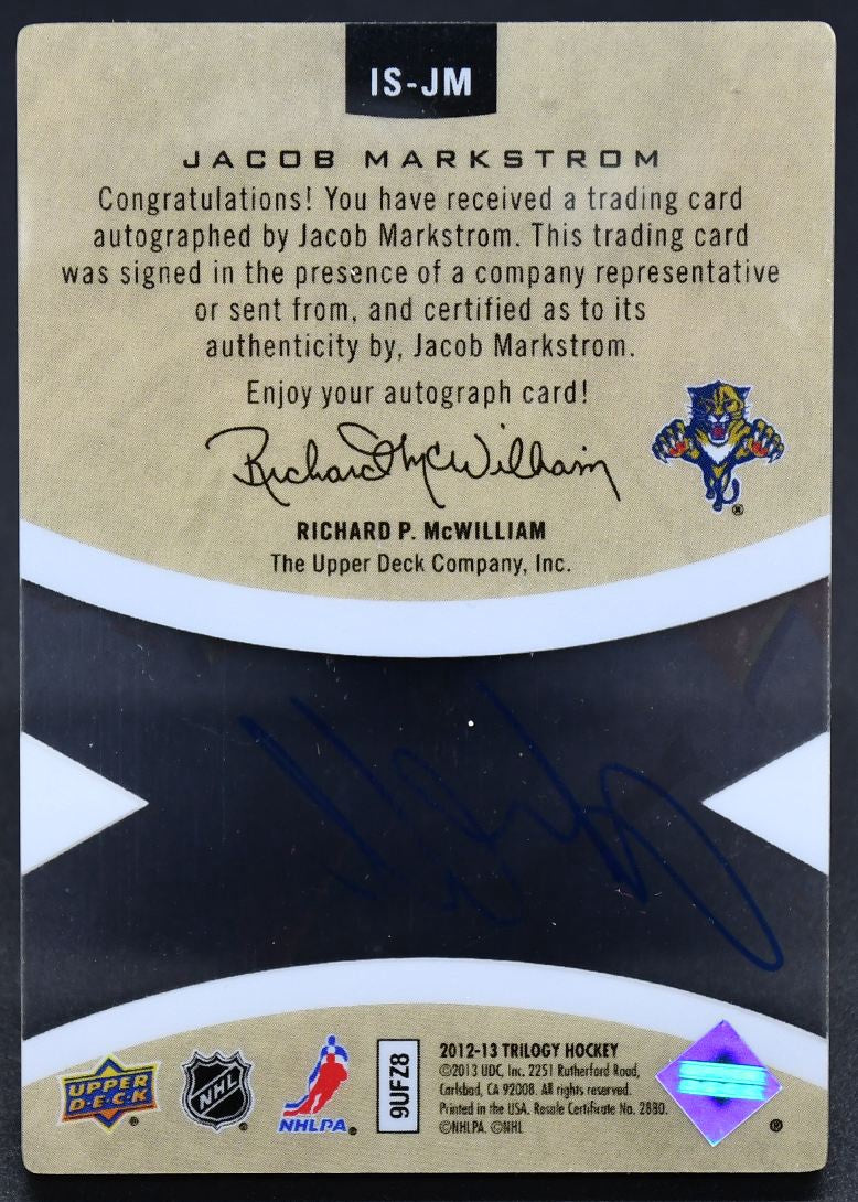 2012-13 UD Trilogy Ice Scripts Jacob Markstrom IS-JM Auto