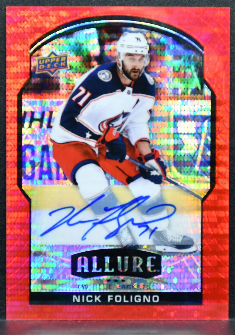 2020-21 Upper Deck Allure Red Rainbow Autographs Nick Foligno Jackets Auto 0567
