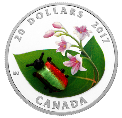 2017 $20 1 oz Fine Silver Coin - Little Creatures: Dogbane beetles (156050)