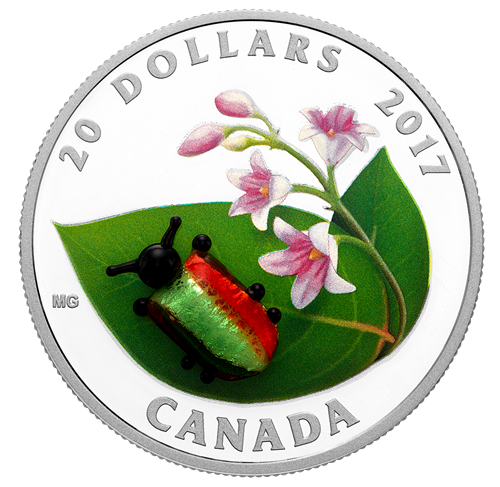 2017 $20 1 oz Fine Silver Coin - Little Creatures: Dogbane beetles (156050)