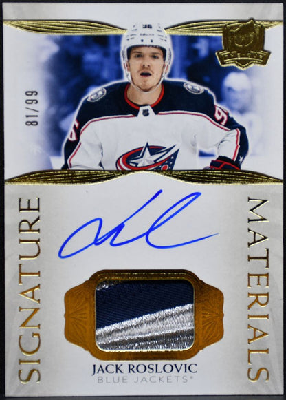 2021-22 UD The Cup Signature Materials Jack Roslovic Jackets Auto /99 Patch 4151