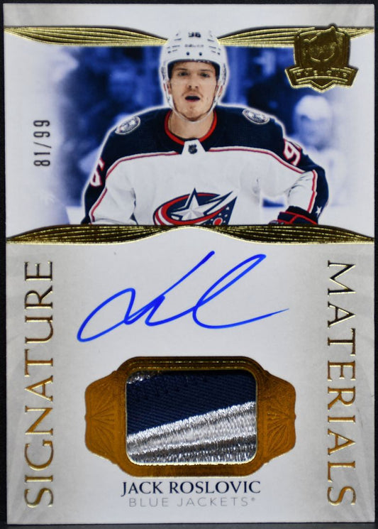 2021-22 UD The Cup Signature Materials Jack Roslovic Jackets Auto /99 Patch 4151