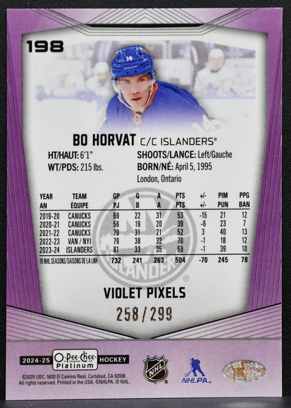 2024-25 O-Pee-Chee Platinum Violet Pixels Bo Horvat 198 Islanders 258/299 1532