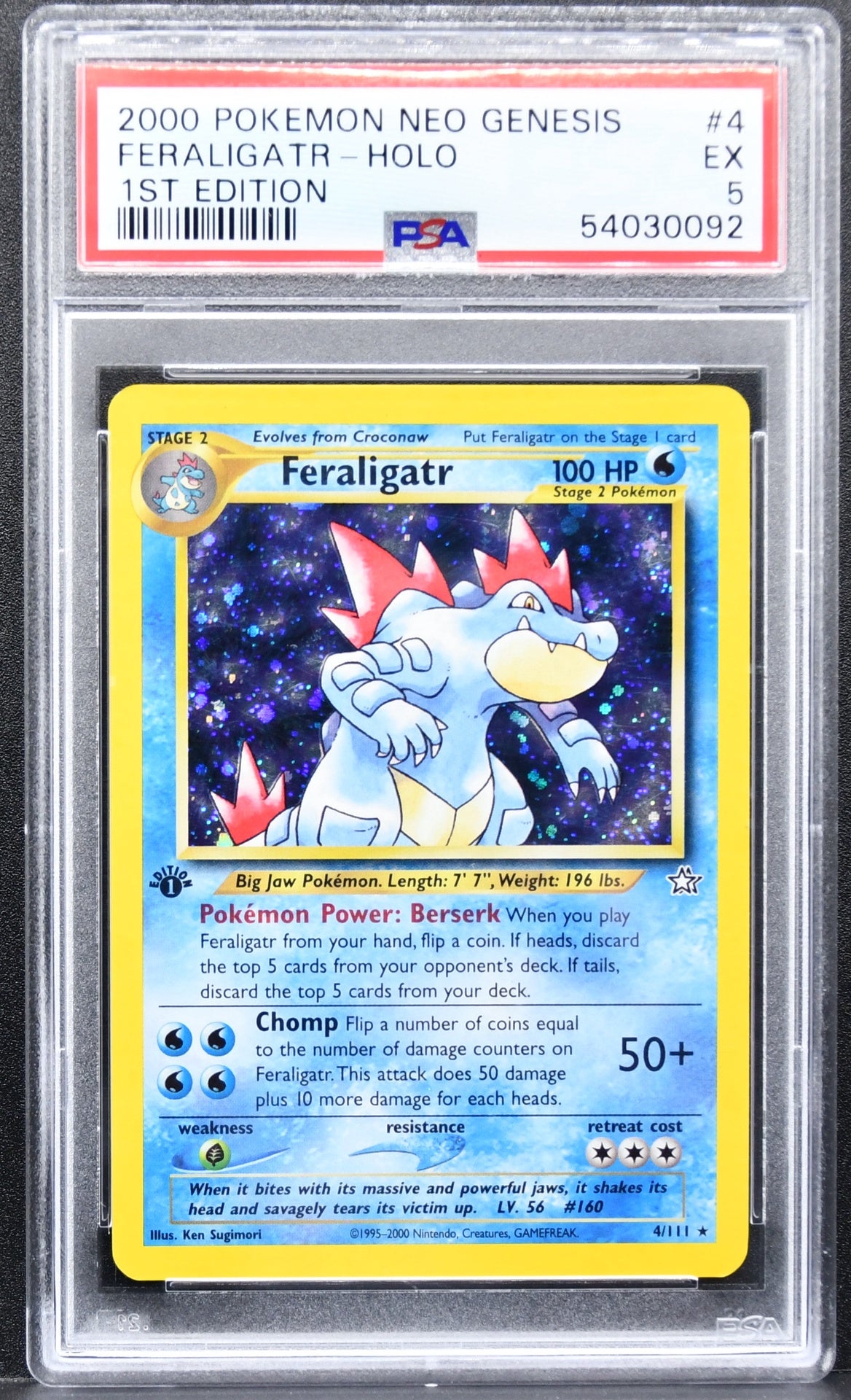 Pokémon Neo Genesis Feraligatr 4 Holo Rare 1st Edition Holofoil PSA 5 EX