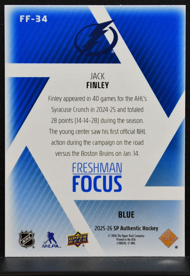 2025-26 SP Authentic Freshman Focus Blue Jack Finley FF-34 Lightning RC 1990