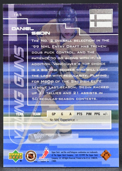 1999-00 UD Young Guns Daniel Sedin 165 RC