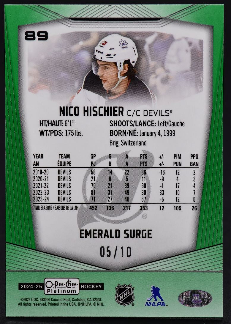 2024-25 OPC Platinum Nico Hischier 89 New Jersey Devils 05/10