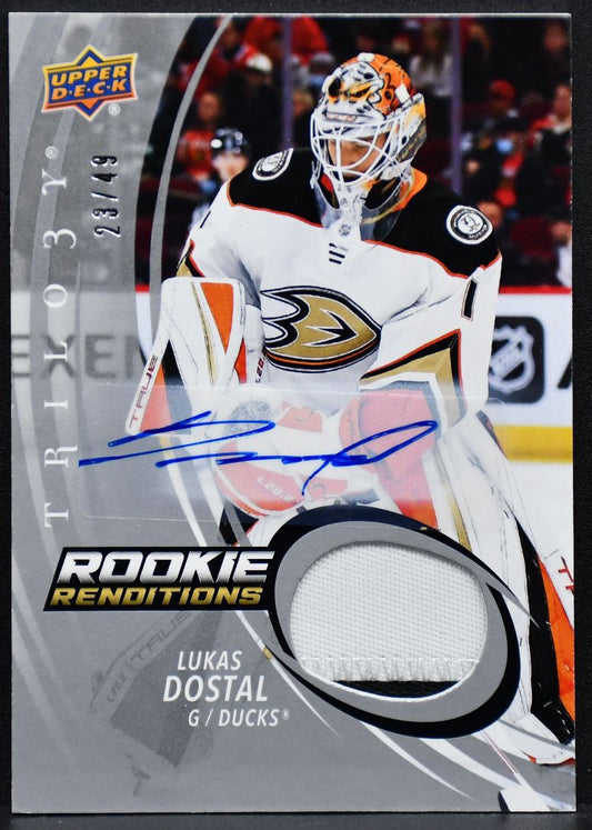 2022-23 UD Trilogy Rookie Renditions Auto Patch Lukas Dostal RR-21 RC Auto /49