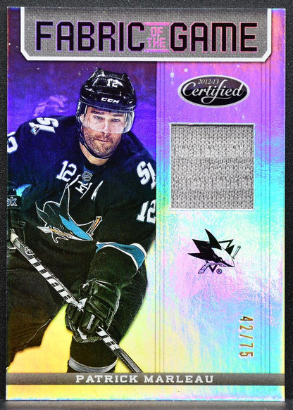2012-13 Panini Fabric of the Game Mirror Hot Box Marleau 42/75 Jersey 5017
