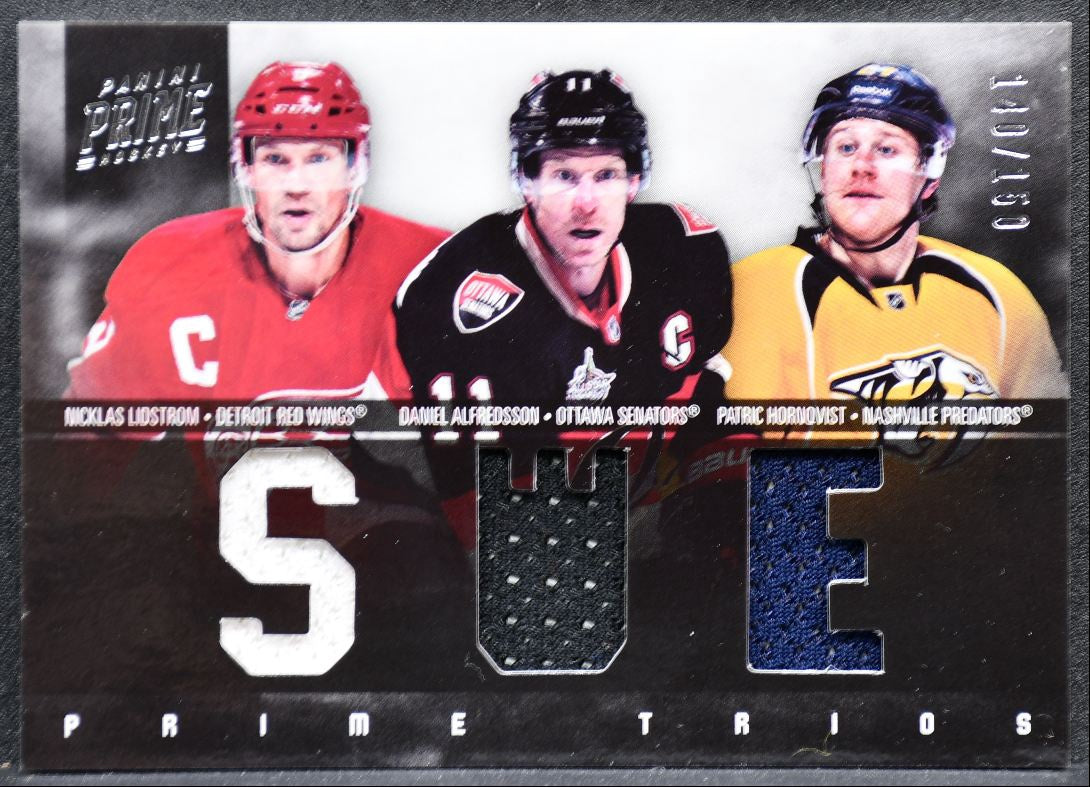 2011-12 Panini Prime Trios Alfredsson/Lidstrom/Hornqvist /150 Jersey 9394