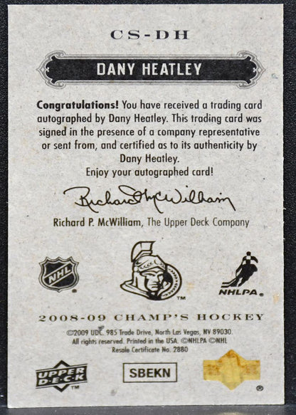 2008-09 Upper Deck Champ's Mini Signatures Dany Heatley CS-DH Senators Auto 7747