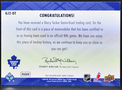 2007-08 UD Series 2 Game Jerseys Darcy Tucker GJ2-DT Jersey 1373