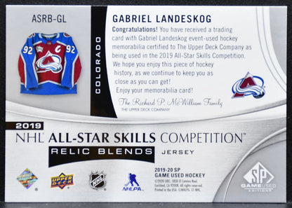 2019-20 SP Game Used All-Star Skills Relic Blends Landeskog 121/125 Jersey 8741