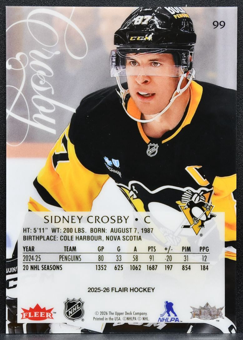 2025-26 Flair Sidney Crosby 99 Pittsburgh Penguins 4971