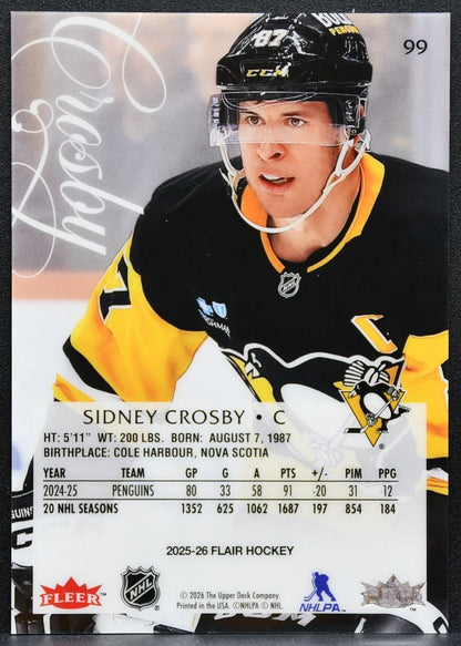 2025-26 Flair Sidney Crosby 99 Pittsburgh Penguins 4971