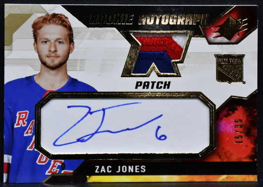 2021-22 SPx Rookie Auto Patch Zac Jones ZJ New York Rangers RC Auto 15/35 Patch 5259