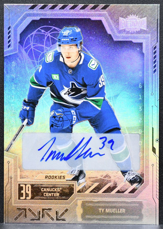 2025-26 Skybox Metal Universe Rookie Auto Ty Mueller 111 Canucks RC Auto 8054