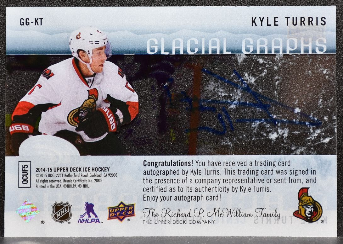 2014-15 Upper Deck Ice Glacial Graphs Kyle Turris Ottawa Senators Auto 8339