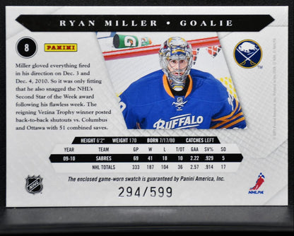 2010-11 Panini Luxury Suite Jersey Ryan Miller 8 /599 Jersey 8632