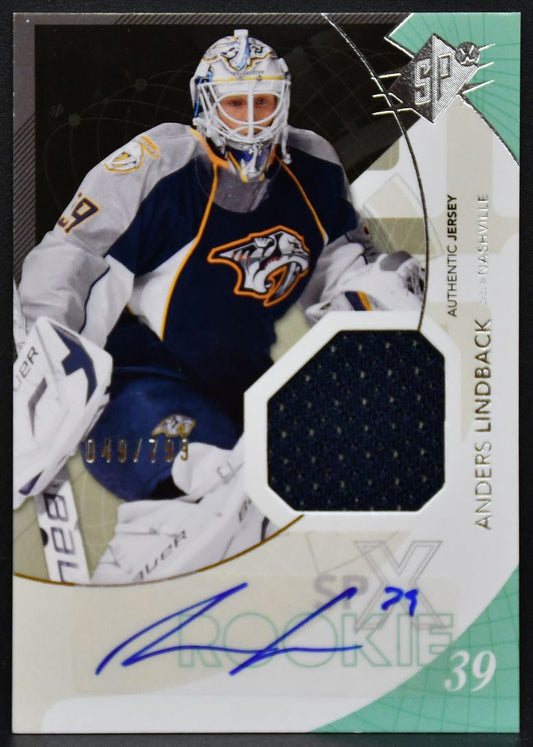 2010-11 SPx RC Jersey Anders Lindback 174 Predators RC Auto 049/799 Jersey 0225