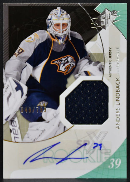 2010-11 SPx RC Jersey Anders Lindback 174 Predators RC Auto 049/799 Jersey 0225