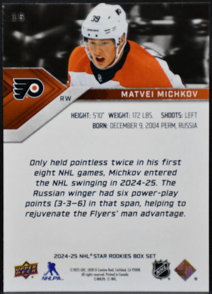 2024-25 UD NHL Star Rookies Box Set Matvei Michkov 15 Flyers RC 7786