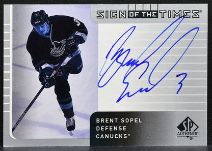 2001-02 SP Authentic Sign of the Times Brent Sopel BS Canucks Auto 0581