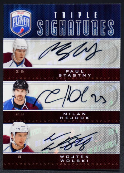 2009-10 UD Be A Player Triple Signatures Stastny/Hejduk/Wolski S3-HWS Auto