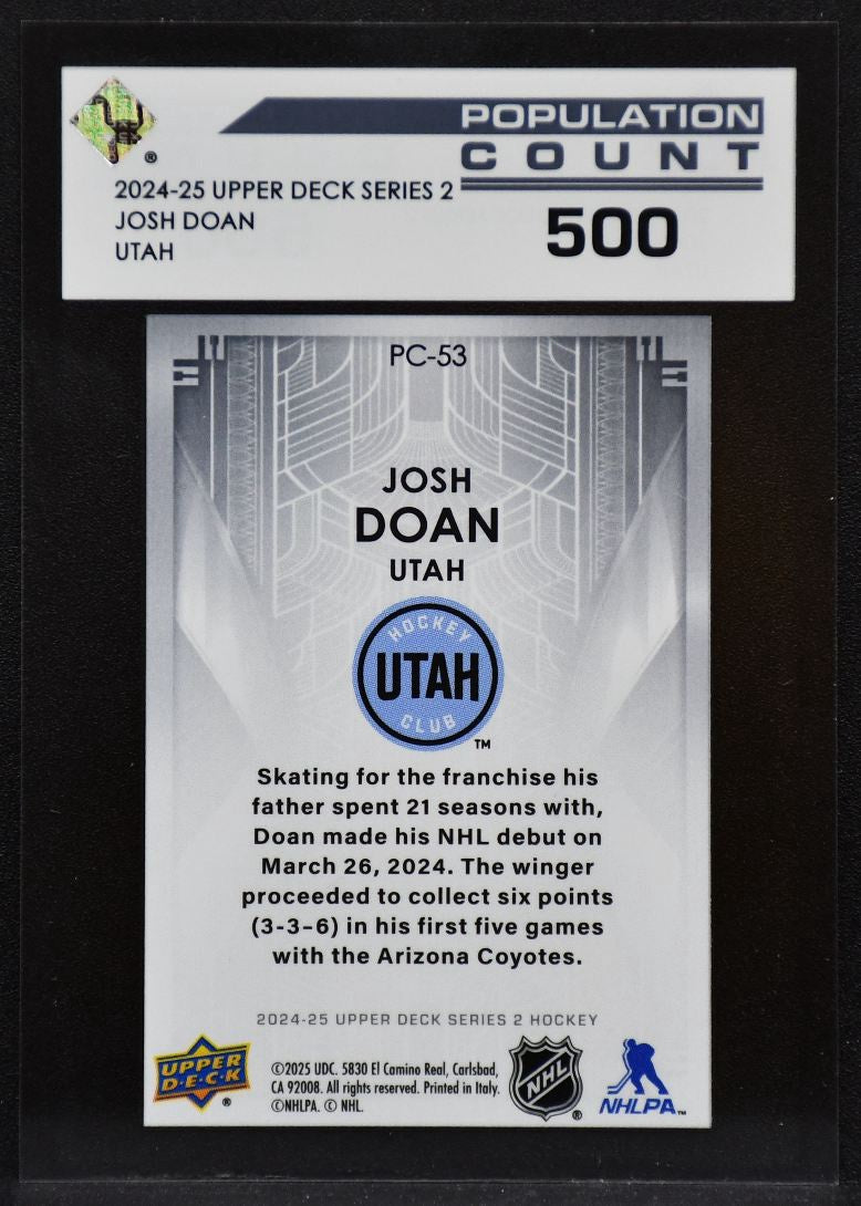 2024-25 UD Series 2 Population Count 500 Josh Doan PC-53 Utah Hockey Club 1595