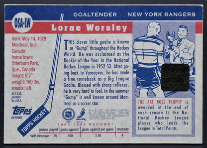 2001-02 Topps Heritage Lorbe Worsley OSA-LW Pads