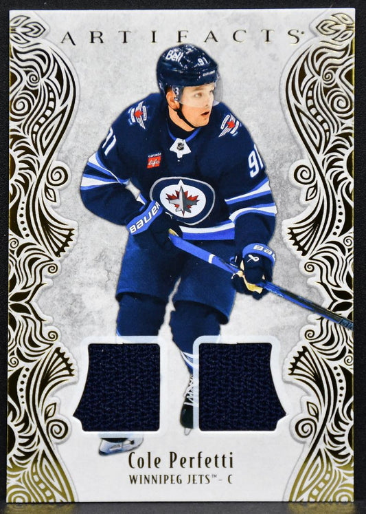 2025-26 UD Artifacts Material Gold Cole Perfetti 11 Winnipeg Jets 260/299 Jersey 3231