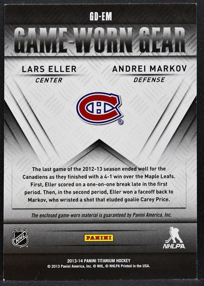 2013-14 Panini Titanium Game Worn Gear Dual Eller/Markov Canadiens Jersey 4145