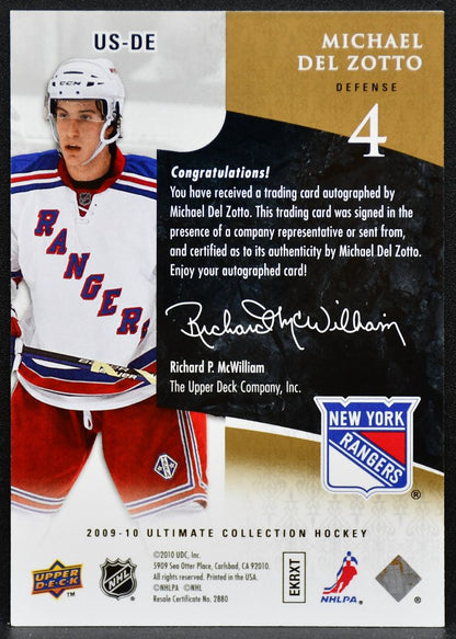 2009-10 UD Ultimate Collection Auto Michael Del Zotto US-DE Rangers Auto 5613