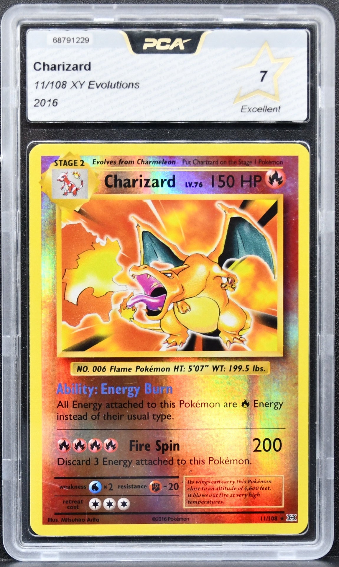 Pokémon Evolutions Charizard 11/108 Holo Rare Reverse Holofoil PCA 7 NM