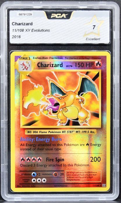 Pokémon Evolutions Charizard 11/108 Holo Rare Reverse Holofoil PCA 7 NM