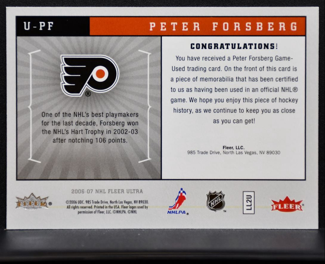 2006-07 Fleer Ultra Uniformity Peter Forsberg Nashville Predators Jersey 5746
